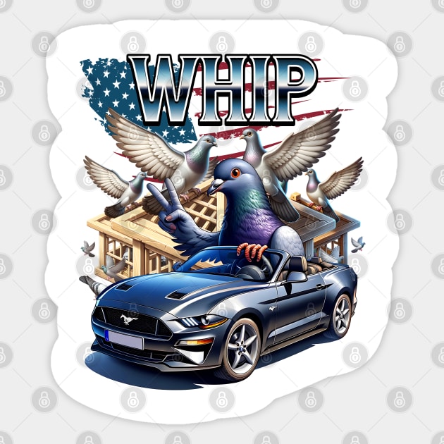 Whip Mustang and Pigeon Fan Sticker by Joaddo